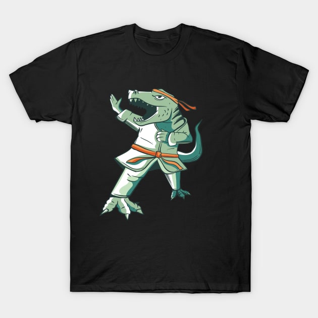 Karate Dinosaurs T Rex Funny Dino T-Shirt by Tesign2020